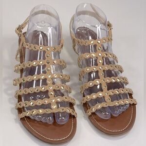 CARLOS SANTANA Studded Gladiator Sandals Tan/Silver-9.5